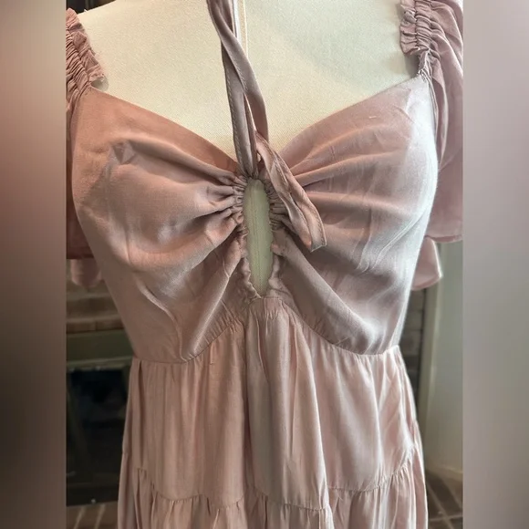 NWT Baltic Born Agatha Maxi Dress Dusty Mauve Tiered Ruffle Pockets L - Picture 8 of 13